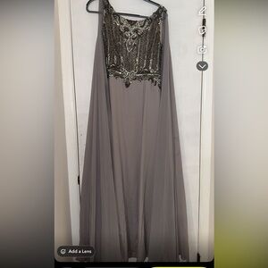 Elegant Gray Beaded Gown